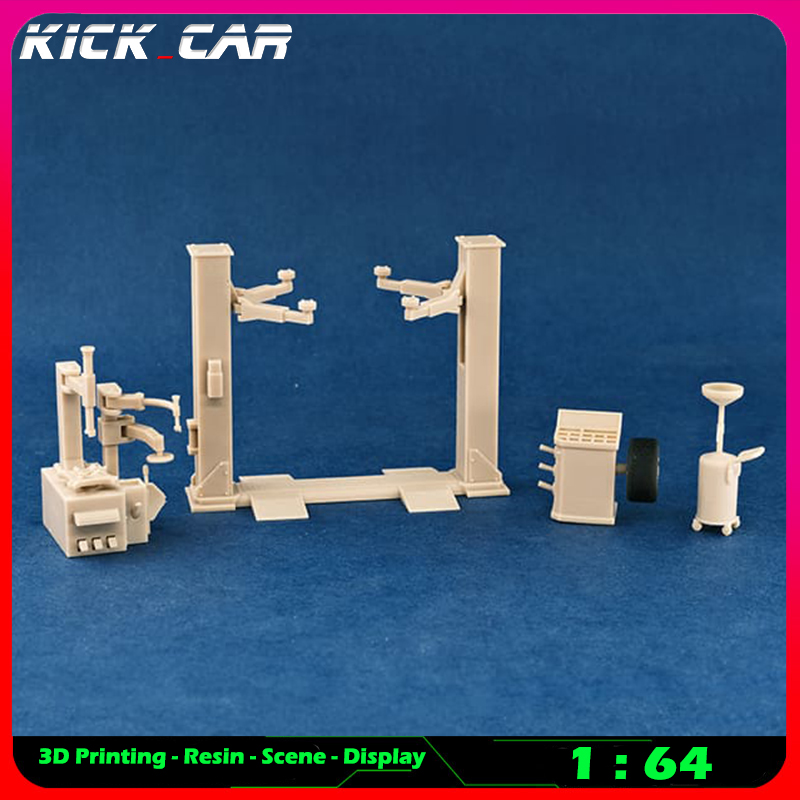 Workshop Tools Toy - Kickcar 1/64 Workshop เครื่องจักรขนาดใหญ่รุ่นรถ Diorama Unสีเรซิ่นโรงรถฉากซ่อมเครื่องมือตกแต่งฉากจําลอง