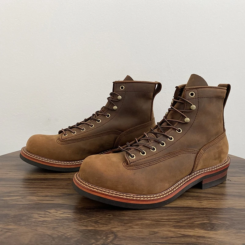 Tools Quality - Vintage อังกฤษผู้ชายข้อเท้ารองเท้า Handmade หนังวัวคุณภาพสูงรองเท้ารอบ Toe รถจักรยานยนต์รองเท้าฤดูใบไม้ร่วงฤดูหนาวทํางาน
